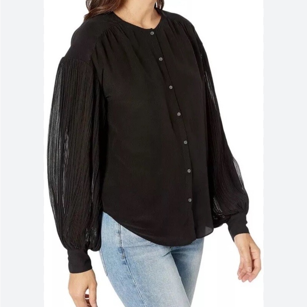 Joie Kevia Long Sleeve Black Silk Blouse Size M